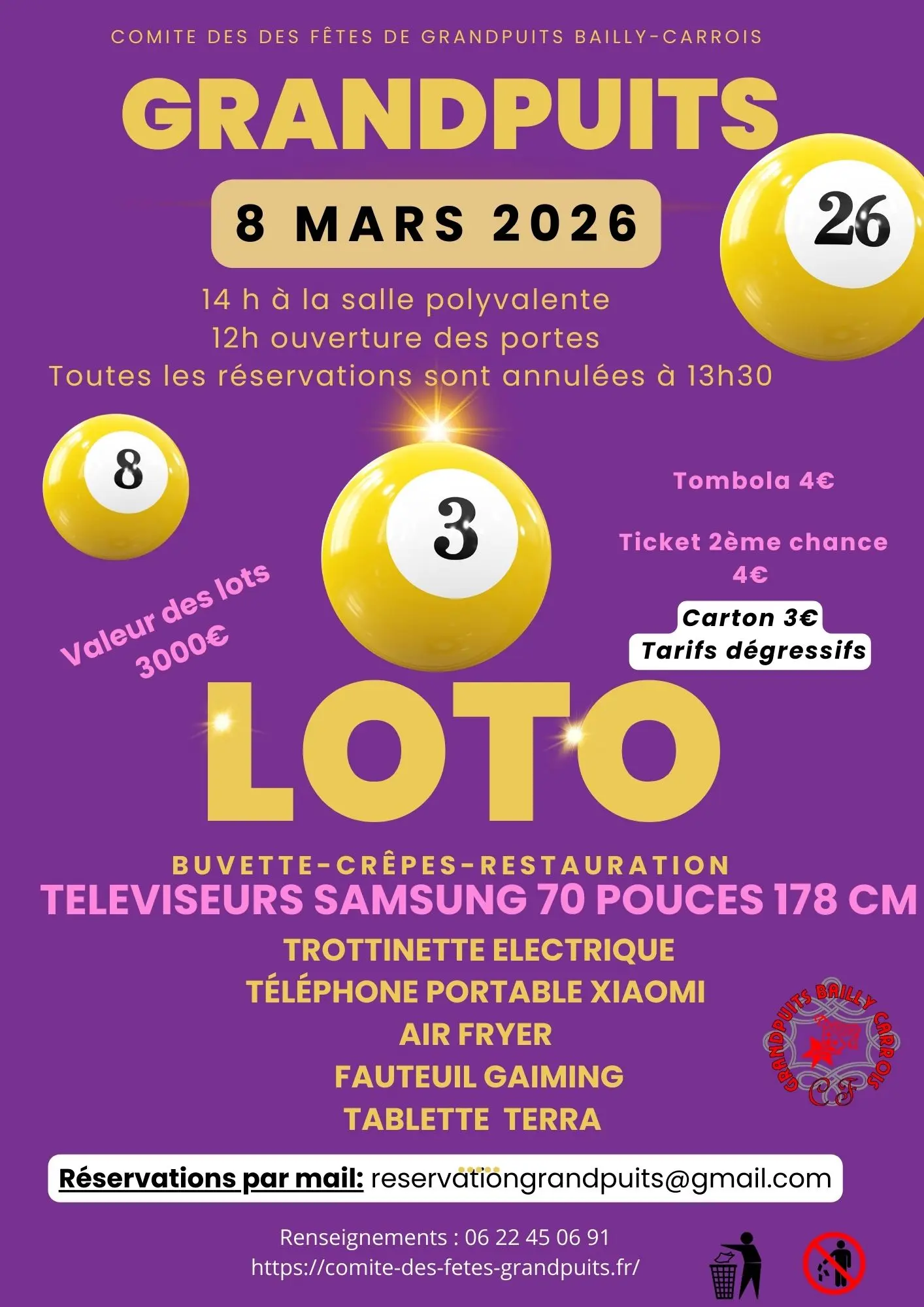 loto à grandpuits 8 mars 2026