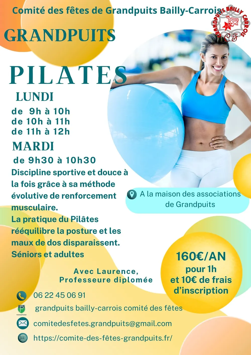 Affiche du cours de Pilates à Grandpuits avec Laurence